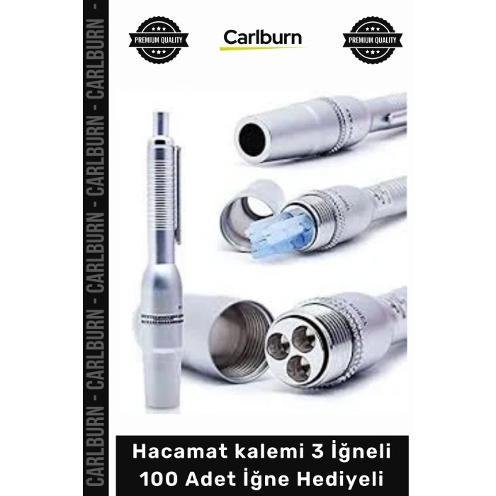#Hacamat Metal Profesyonel Kaliteli Pratik Hacamat kalemi 3 İğneli 100 Adet İğne Hediyeli