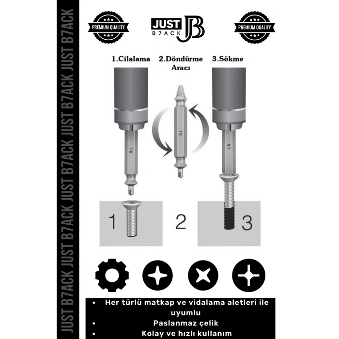 #HasarlıVidaDüzeltici 4 Farklı Başlıklı Paslanmaz Çelik Bozuk Çıkarıcı Hasar Görmüş Vida Sökme Set