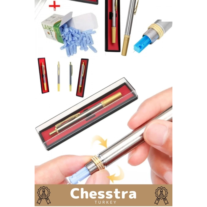 Hızlı Tek İz Yapar Otomatik Kutulu Yüz Hassas Bölge Rahat Metal Dayanıklı Hacamat Kalemi 2 Adet