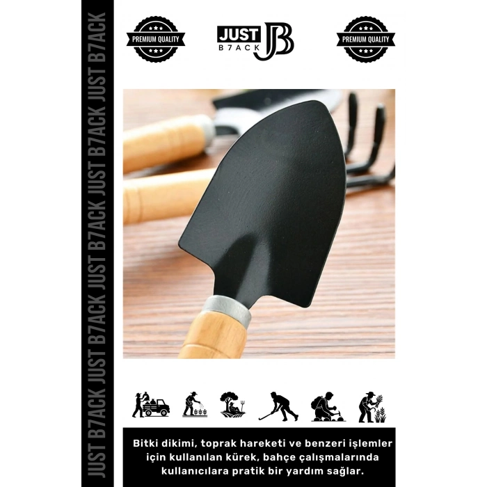 #HobiSeti Dayanıklı Doğal Ahşap Yüksek Kalite Estetik Mini Ahşap Hobi Bahçe Tarla Tırmık Kürek Seti