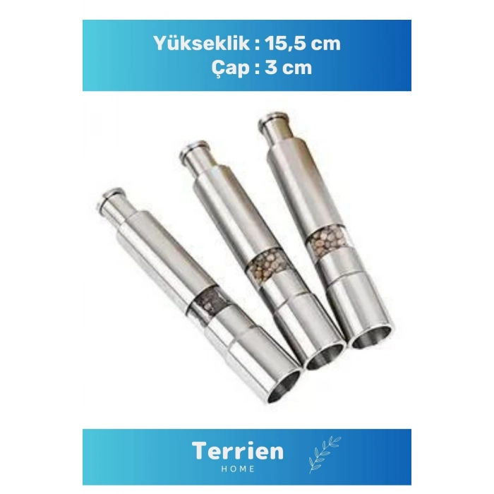 Home Serisi 2 Adet Teknolojik Karabiber Tuz Baharat Öğüten Paslanmaz Çelik Basmalı Baharat Değirmeni