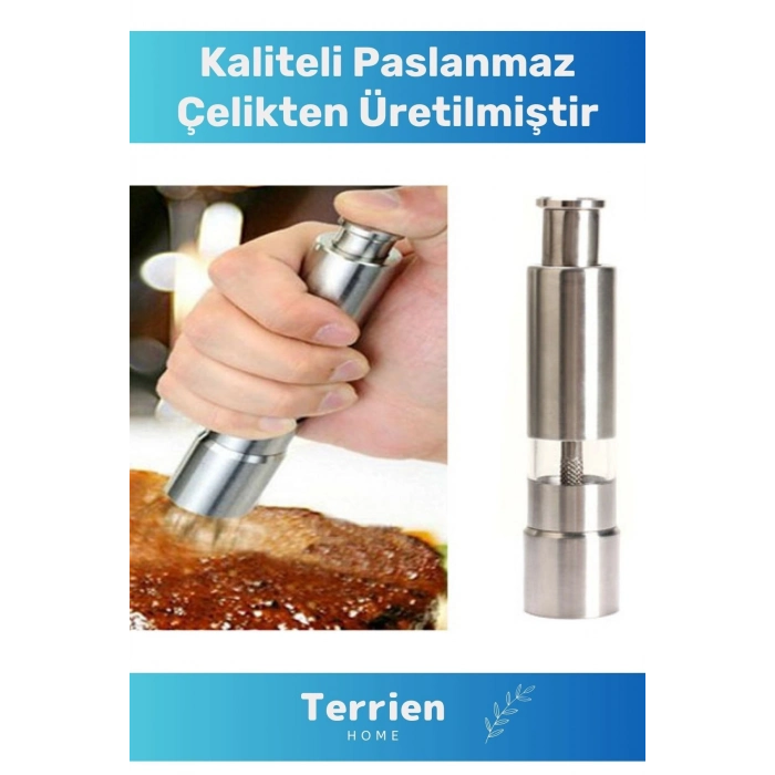 Home Serisi 2 Adet Teknolojik Karabiber Tuz Baharat Öğüten Paslanmaz Çelik Basmalı Baharat Değirmeni