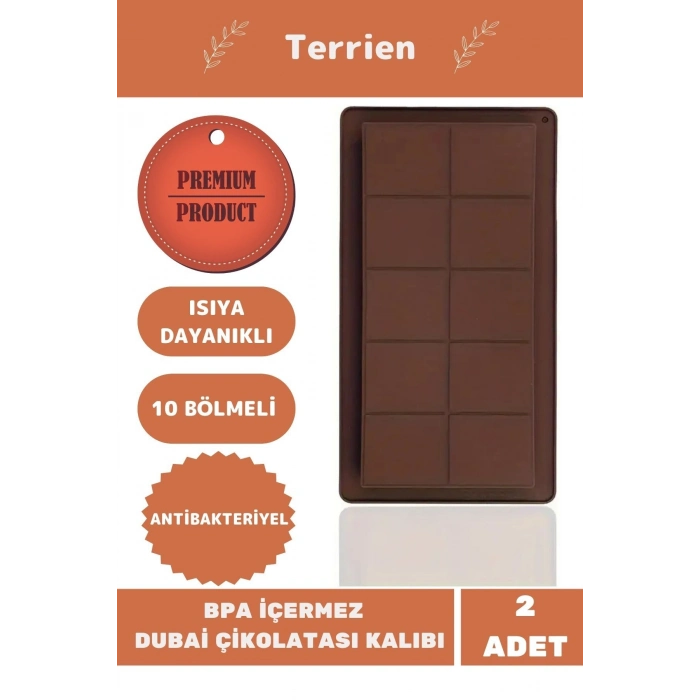 Home Serisi Bpa İçermez Esnek Yüksek Isıya Dayanıklı Silikon 2 Adet Dubai Çikolata Kalıbı