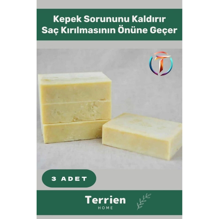 Home Serisi El Yapımı Bitkisel Organik 3 Adet Saç Cilt İçin Faydalı Sarımsak Sabunu