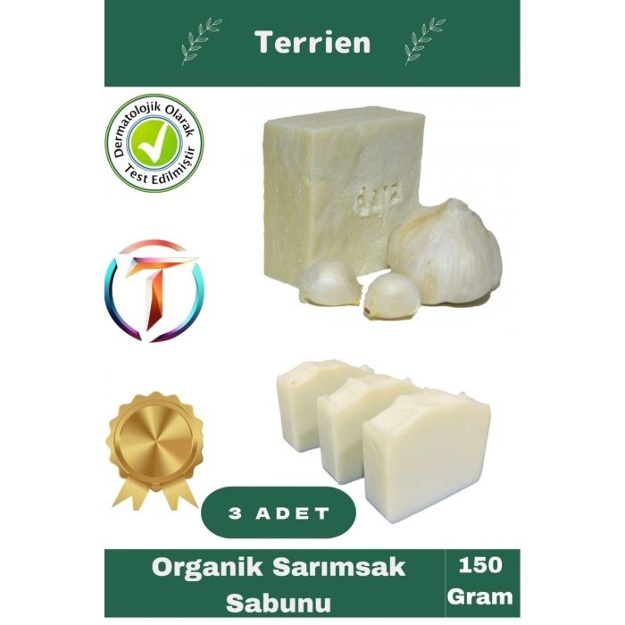 Home Serisi El Yapımı Bitkisel Organik 3 Adet Saç Cilt İçin Faydalı Sarımsak Sabunu