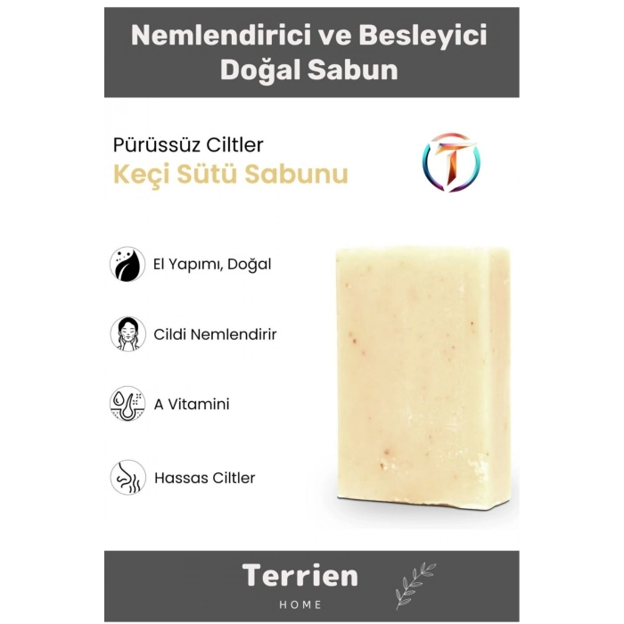 Home Serisi El Yapımı Doğal Bitkisel 1 Adet Hassas Ciltler Arındırıcı Nemlendirici Keçi Sütü Sabunu