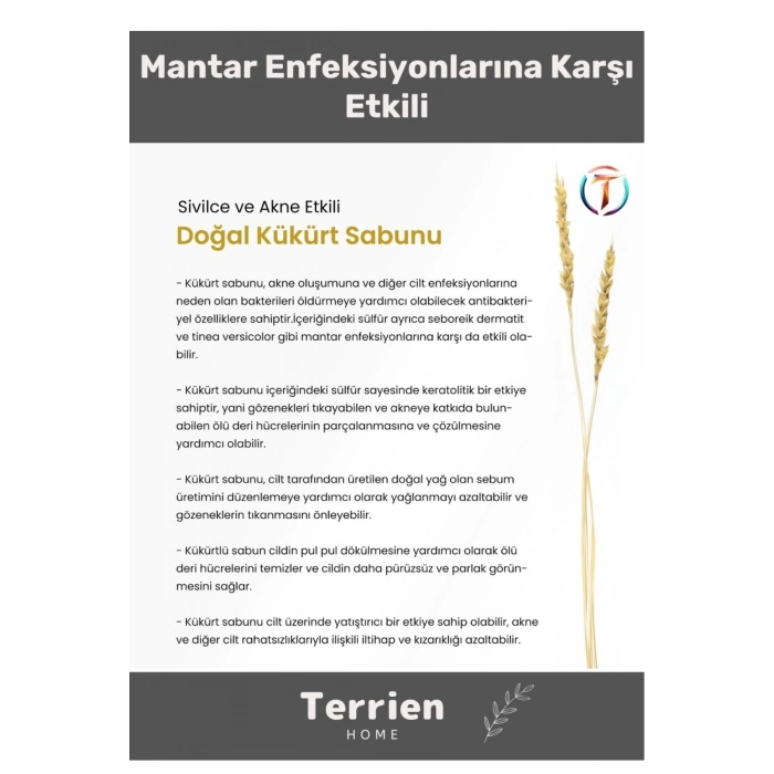 Home Serisi El Yapımı Doğal Bitkisel 1 Adet Siyah Leke Sivilce Akne Etkili Cilt Bakımı Kükürt Sabunu