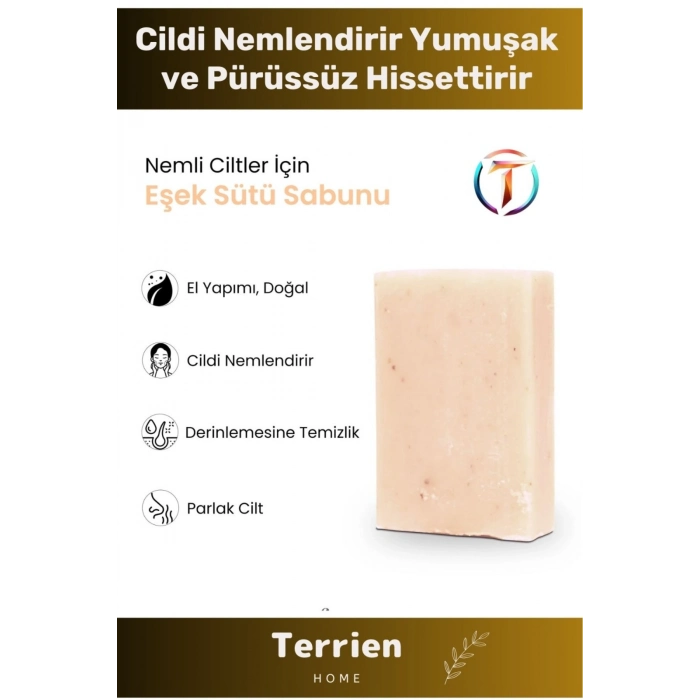 Home Serisi El Yapımı Doğal Bitkisel 1 Adet Temizleyici Parlak Ciltler Nemlendirici Eşek Sütü Sabunu