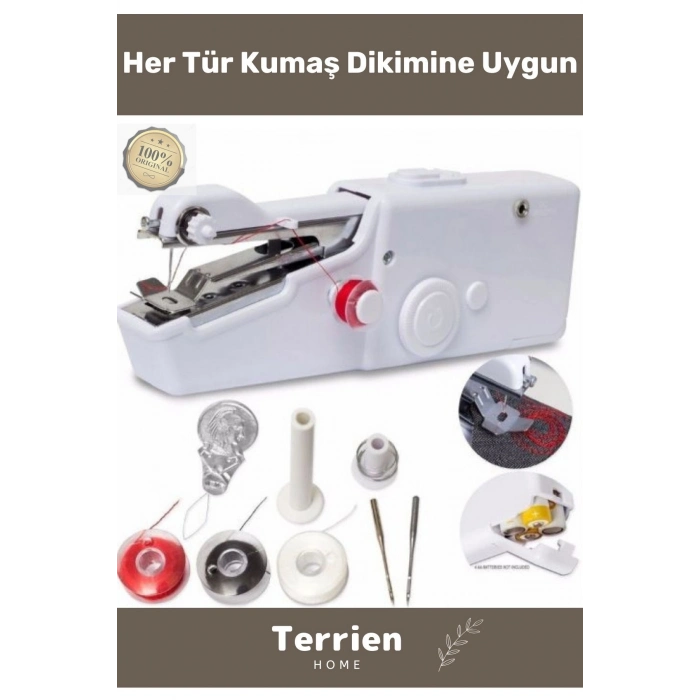 Home Serisi Mini El Dikiş Makinesi Portatif Pilli Paslanmaz Çelik Malzeme Her Kumaş Dikimine Uygun