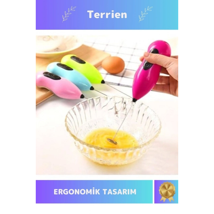 Home Serisi Pilli Pratik Kolay Kullanışlı Çok Amaçlı Portatif Mini Süt Köpürtücü ve Yumurta Çırpıcı