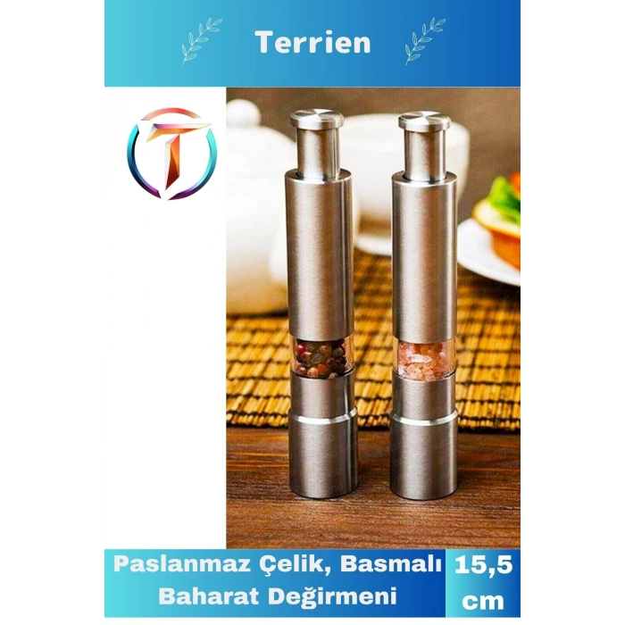 Home Serisi Yeni Teknoloji Karabiber Tuz Baharat Öğüten Paslanmaz Çelik, Basmalı Baharat Değirmeni