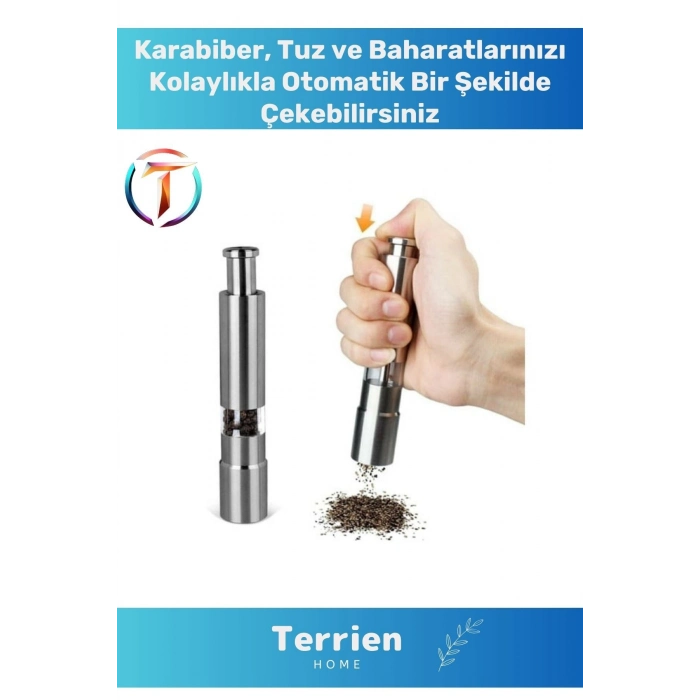 Home Serisi Yeni Teknoloji Karabiber Tuz Baharat Öğüten Paslanmaz Çelik, Basmalı Baharat Değirmeni