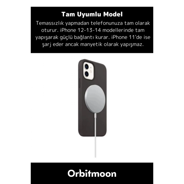 iPhone 11 12 13 14 15 16 Uyumlu Tam Uyumlu Magsafe KablosuzHızlı ŞarjAleti Wireless ChargerAdaptörü