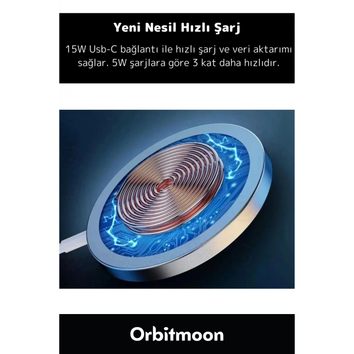 iPhone 11 12 13 14 15 16 Uyumlu Tam Uyumlu Magsafe KablosuzHızlı ŞarjAleti Wireless ChargerAdaptörü