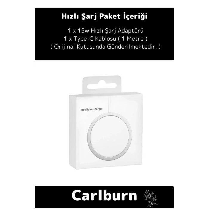 iPhone 11 12 13 14 15 Magsafe Kablosuz Hızlı Şarj Aleti Apple Tam Uyumlu Wireless Charger Adaptörü