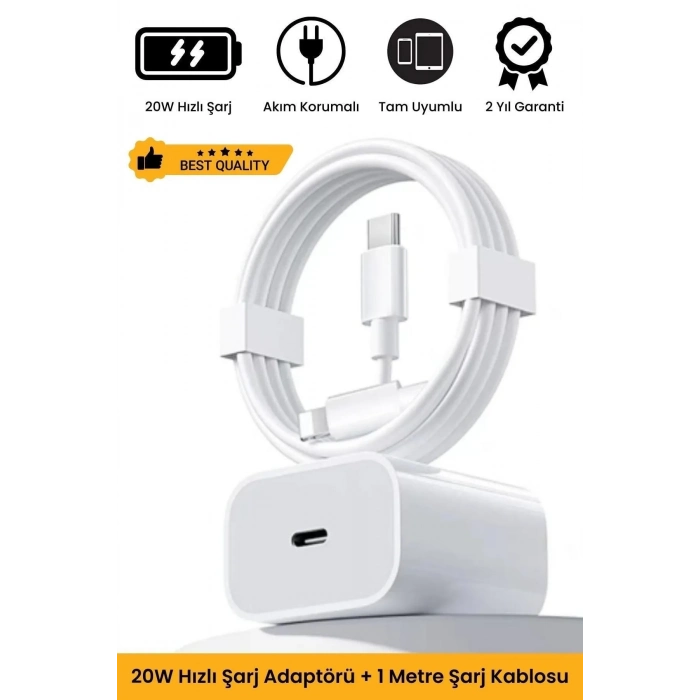 iPhone Tüm Serilere Uyumlu 20w Hızlı Şarj Seti Adaptör Type C Kablosu 7 8 X 11 12 13 14 15 Plus Pro