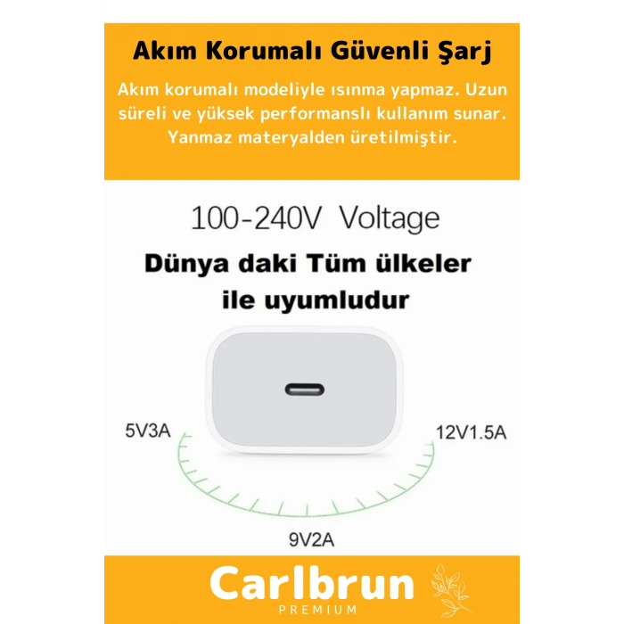 iPhone Tüm Serilere Uyumlu 20w Hızlı Şarj Seti Adaptör Type C Kablosu 7 8 X 11 12 13 14 15 Plus Pro