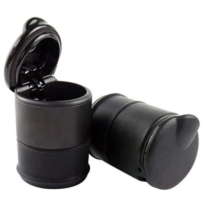 #Küllük Yanmaz Kırılmaz Kapaklı Duman Koku Önleyici Premium Siyah Plastik Araç İçi Işıklı Oto Küllük