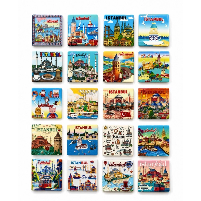 #Magnet Hediyelik Turistik Şehir Tasarımı Kaliteli Canlı İstanbul Temalı Buzdolapı Süsü Magnet