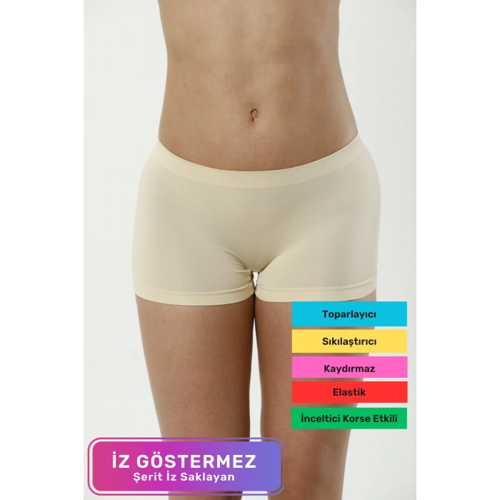 Yeni Sezon Lazer Kesim Kaymaz İz Göstermeyen Sıkılaştırıcı Toparlayıcı Kadın Düşük Bel Dikişsiz Boxer Külot