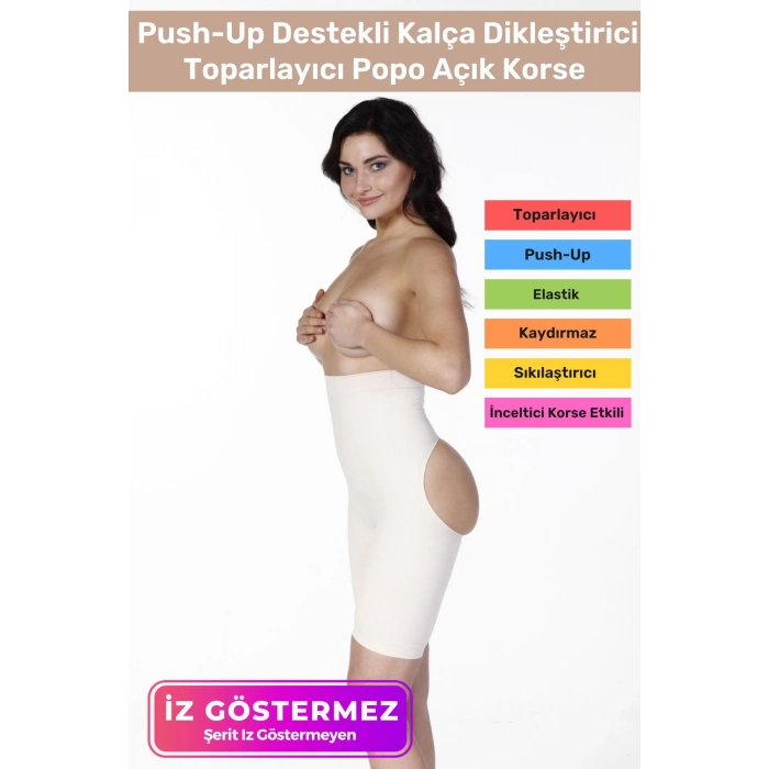 İz İç Göstermeyen Yüksek Bel Kayma Önleyen Silikonlu Rahat Kalça Popo Dikleştirici Toparlayıcı Korse