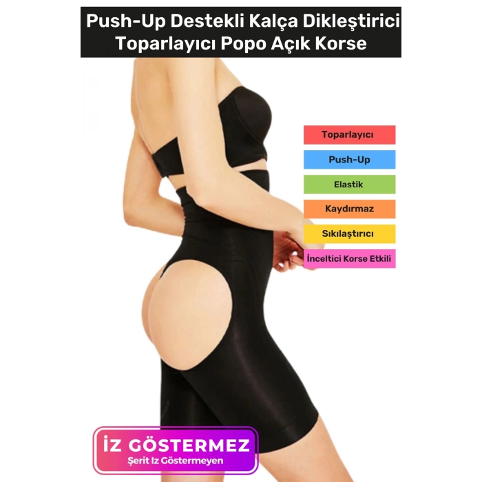 İz İç Göstermeyen Yüksek Bel Kayma Önleyen Silikonlu Rahat Kalça Popo Dikleştirici Toparlayıcı Korse