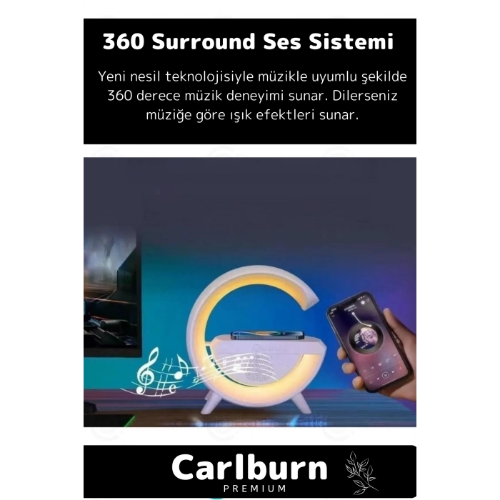 Kablosuz Şarj Led Işıklı Bluetooth Hoparlör Radyolu Müzik Çalar Saatli Telefon Standı 3in1 Speaker