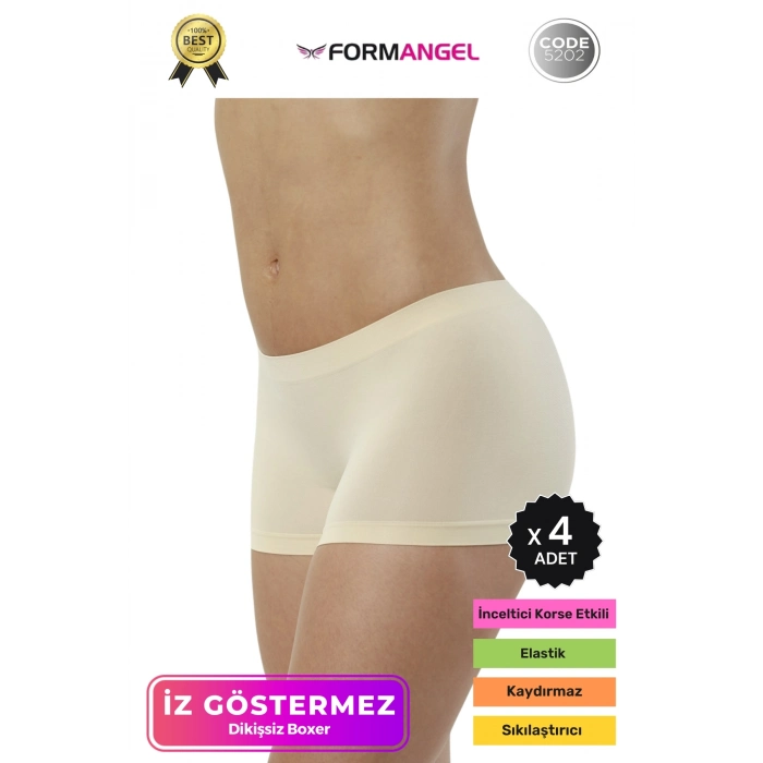 #KadınBoxer Toparlayıcı Şekillendirici Seamless Kaymaz Kadın Dikişsiz Boxer İç Çamaşırı - 4 Adet
