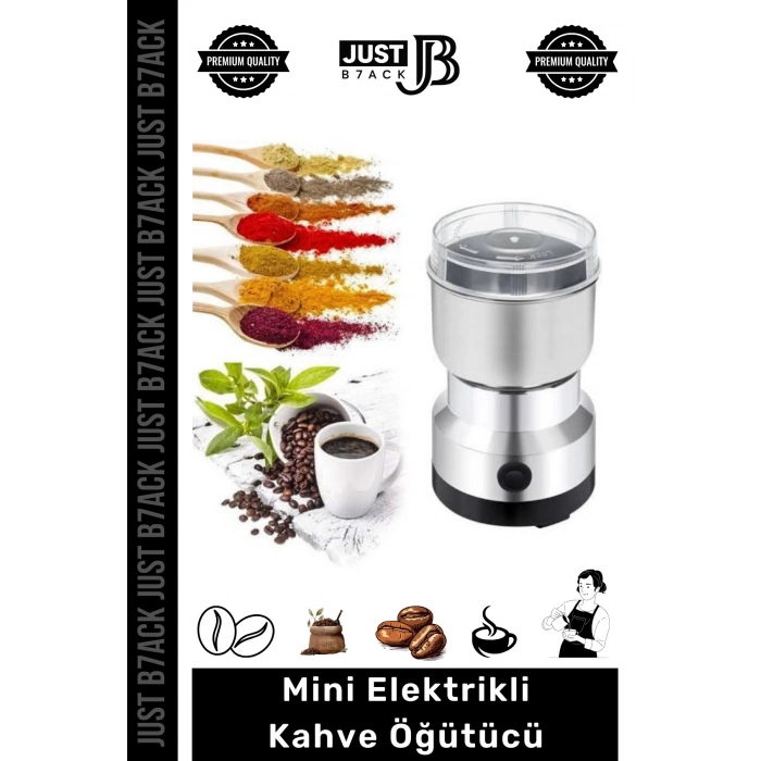 #KahveÖğütücü Paslanmaz Çelik Düşük Sesli 50 Gram Kapasiteli Mini Elektrikli Baharat Kahve Öğütücü