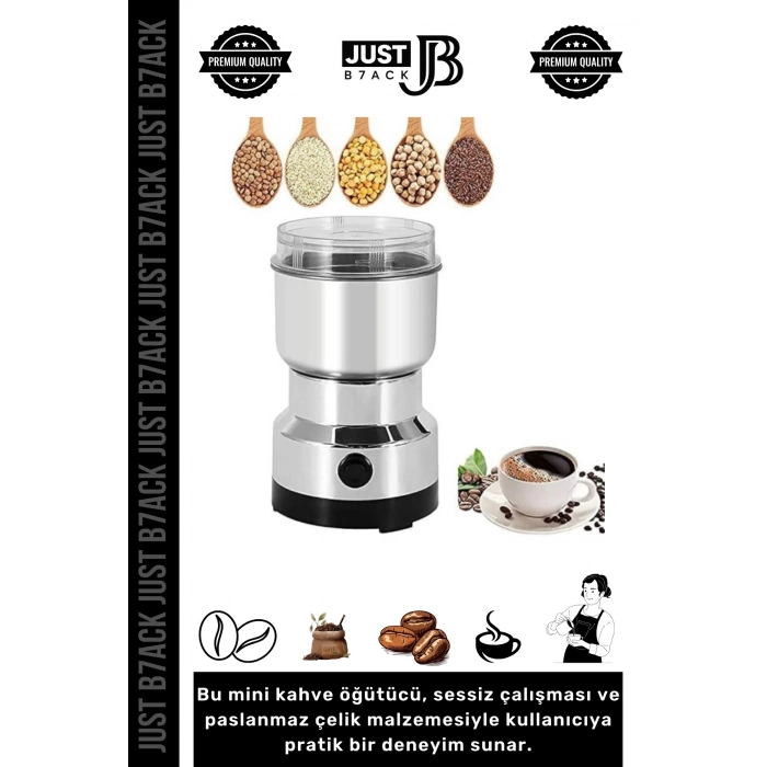 #KahveÖğütücü Paslanmaz Çelik Düşük Sesli 50 Gram Kapasiteli Mini Elektrikli Baharat Kahve Öğütücü