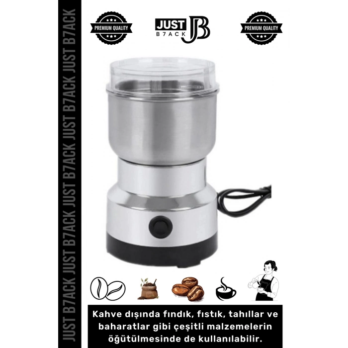 #KahveÖğütücü Paslanmaz Çelik Düşük Sesli 50 Gram Kapasiteli Mini Elektrikli Baharat Kahve Öğütücü