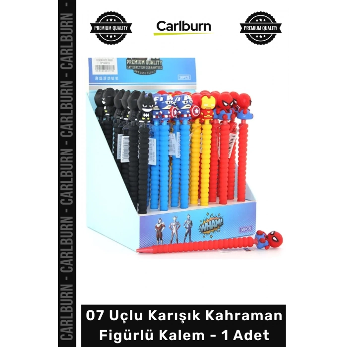 #Kalem Kaliteli Ergonomik Şık Eğlenceli Tasarım Okul 07 Uçlu Karışık Kahraman Figürlü Kalem - 1 Adet