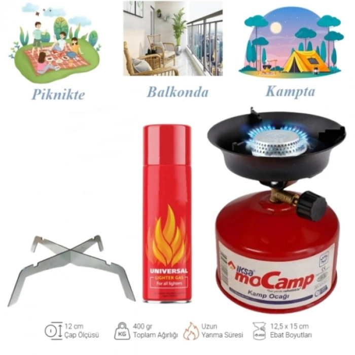 Taşınabilir Kompakt Hafif Outdoor Dayanıklı Metal Ayarlanabilir Kontrollü Pişirme Kamp Ocağı Seti