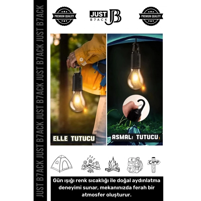 #KampLambası Su Yağmur Geçirmez Kırılmaz Şarjlı 3 Modlu Kablosuz Kamp Aydınlatma Led Ampülü