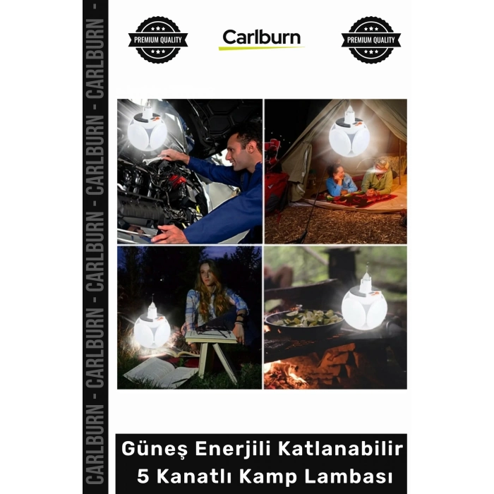 #KampLambası USB Şarjlı Güneş Enerjili Katlanabilir Taşınabilir 45 LED Solar 5 Kanatlı Kamp Lambası