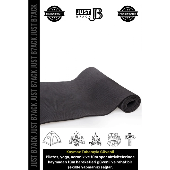#KampMatı Taşıma Askılı Su Geçirmez Çift Taraflı Kaymaz Çadır Uyku 6mm Siyah Kamp Yer Minderi