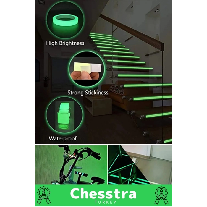 Karanlıkta Işık Veren Yansıyan Kendinden Yapışkanlı Reflektör Yeşil Şerit Fosfor Neon Bant 16 Metre