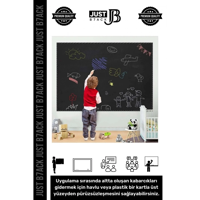 #KaraTahta Kendinden Yapışkanlı Büyük Boy Yaz Sil Siyah Aktivite 60 Cm x 200cm Kara Tahta Blackboard