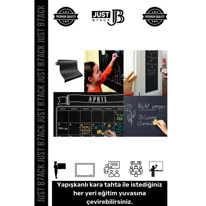 #KaraTahta Kendinden Yapışkanlı Büyük Boy Yaz Sil Siyah Aktivite 60 Cm x 200cm Kara Tahta Blackboard