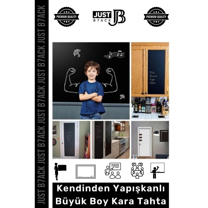 #KaraTahta Kendinden Yapışkanlı Büyük Boy Yaz Sil Siyah Aktivite 60 Cm x 200cm Kara Tahta Blackboard