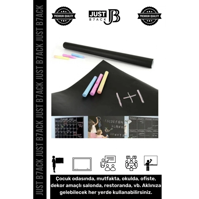 #KaraTahta Kendinden Yapışkanlı Büyük Boy Yaz Sil Siyah Aktivite 60 Cm x 200cm Kara Tahta Blackboard