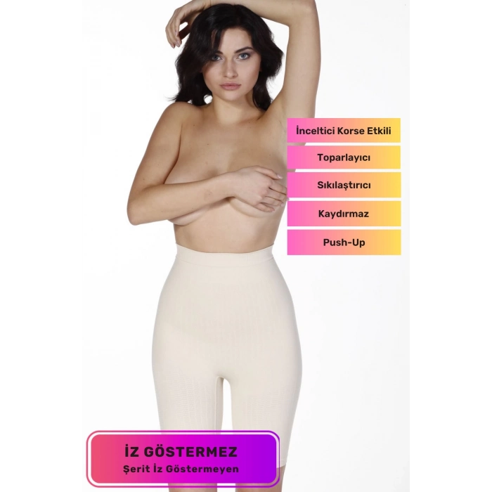 Özel Tasarım Vücut Şekillendirici Kadın Kaymaz Silikonlu Doğum Sonrası Toparlayıcı Sıkılaştırıcı Paçalı Korse