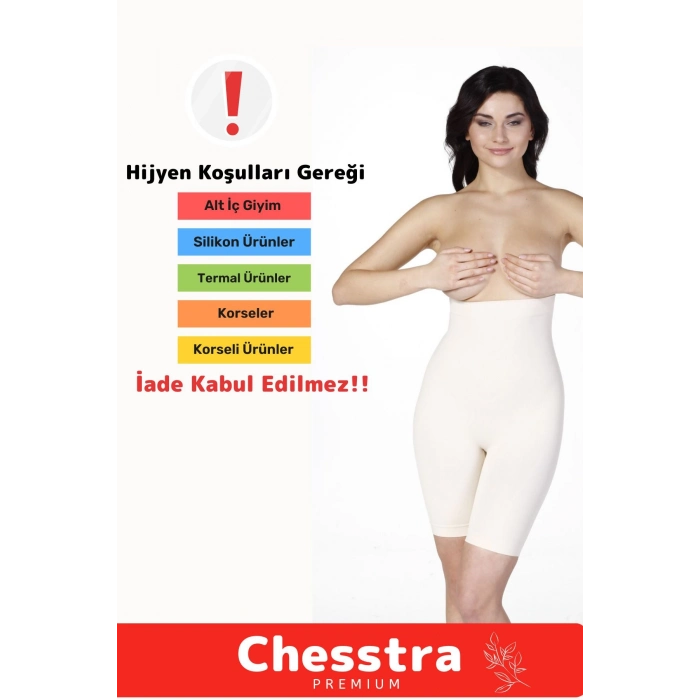 Kaymaz Yüksek Bel İnceltici Terlemeyi Önleyen Destekli İz Göstermeyen Uzun Paçalı Toparlayıcı Korse