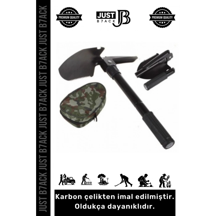 #KazmaKürek Karbon Çelik Katlanabilen Çantalı Taşınabilen Kamp Yangın Kazma Kürek Testere Aleti Seti