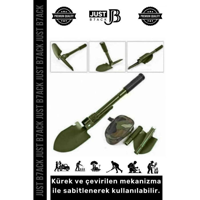 #KazmaKürek Karbon Çelik Katlanabilen Çantalı Taşınabilen Kamp Yangın Kazma Kürek Testere Aleti Seti