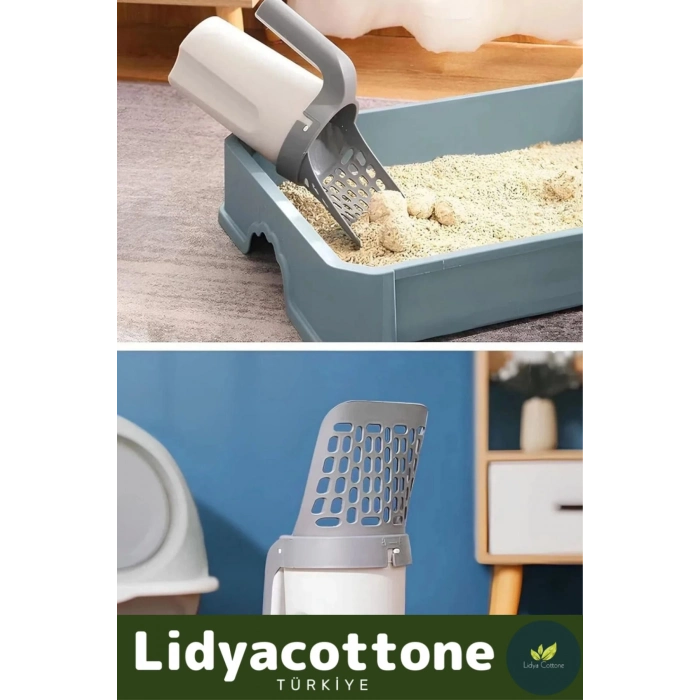 Kedi Kum Temizleme Küreği Premium Pratik A Kalite Elekli Poşet Hazneli Kaka Poşeti Hediyeli