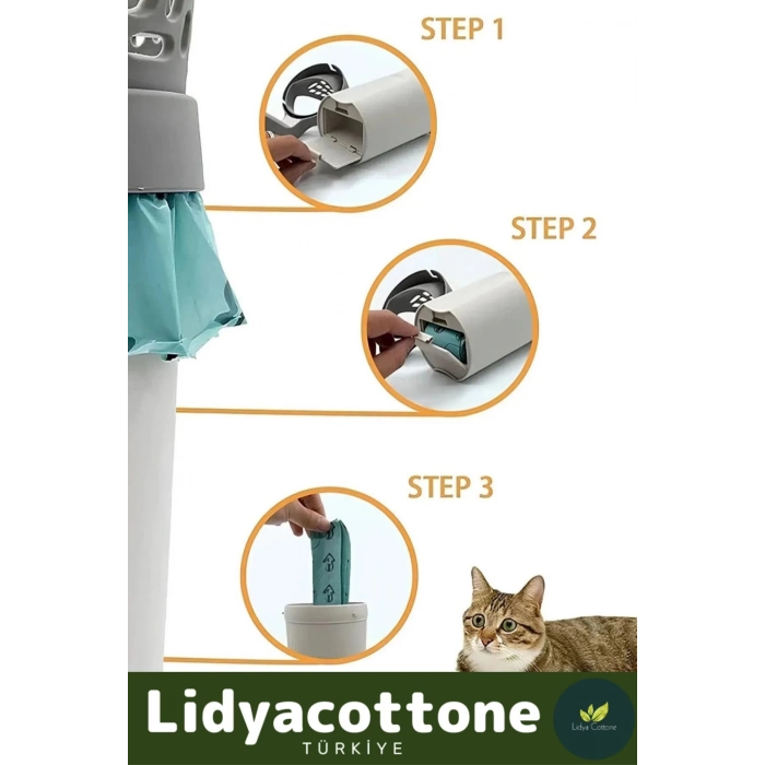 Kedi Kum Temizleme Küreği Premium Pratik A Kalite Elekli Poşet Hazneli Kaka Poşeti Hediyeli