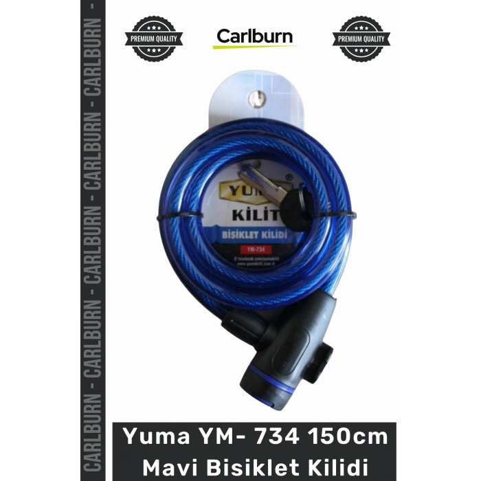 #Kilit Çelik Halat Zırhlı Güvenli Dayanıklı 12mm Kalınlık YM 734 150cm Mavi Bisiklet Kilidi