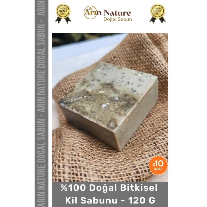 #kilsabunu %100 Doğal Güzel Kokulu El Yüz Saç Vücut Orijinal Bitkisel Kil Sabunu 120g - 10 Adet