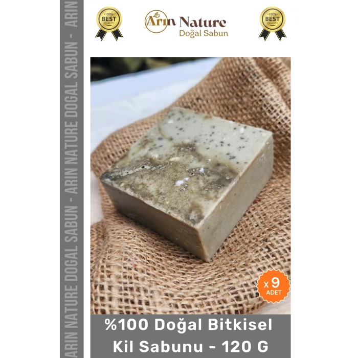 #kilsabunu %100 Doğal Güzel Kokulu El Yüz Saç Vücut Orijinal Bitkisel Kil Sabunu 120g - 9 Adet